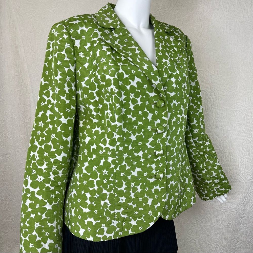 Kate Hill Green & White Floral Blazer